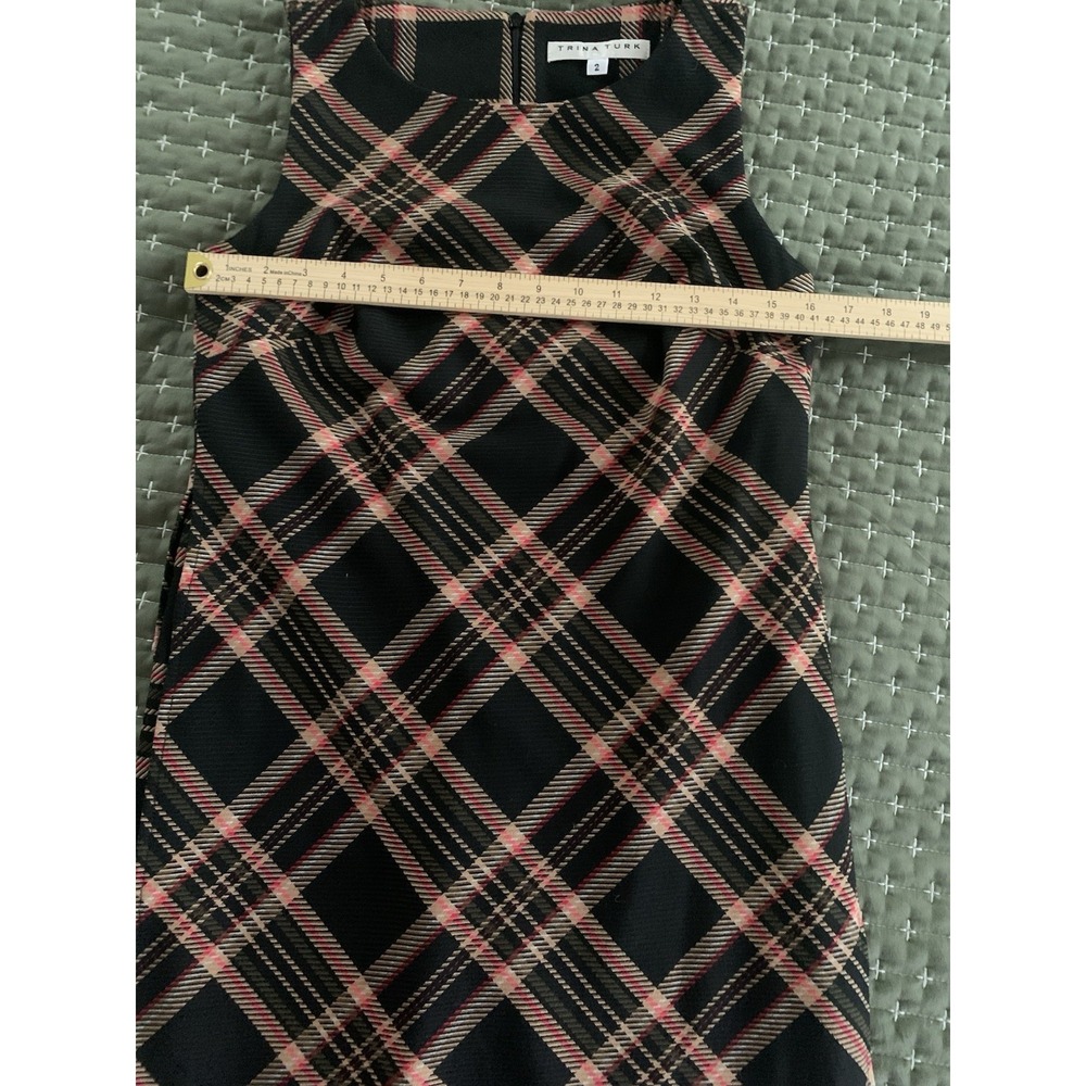 Trina Turk Brynne women's dress Plaid Shift sleeveless mini dress SZ-2 - Picture 8 of 16